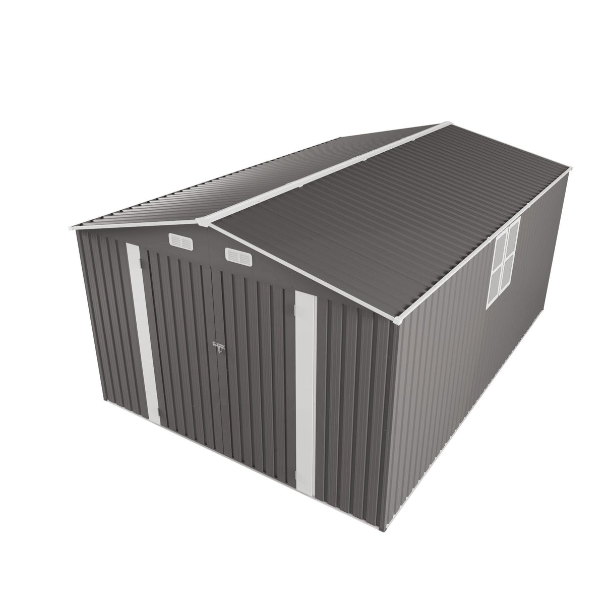 Outdoor Storage Shed with Lockable Doors - Dark Gray