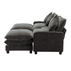 Modern Sectional Sofa with Removable Ottomans, USB Ports - Dark Gray or Light Blue