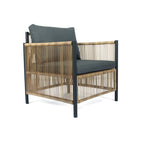 Brown PE Wicker Outdoor Sofa Set with Removable Grey Cushions - 2 Pieces