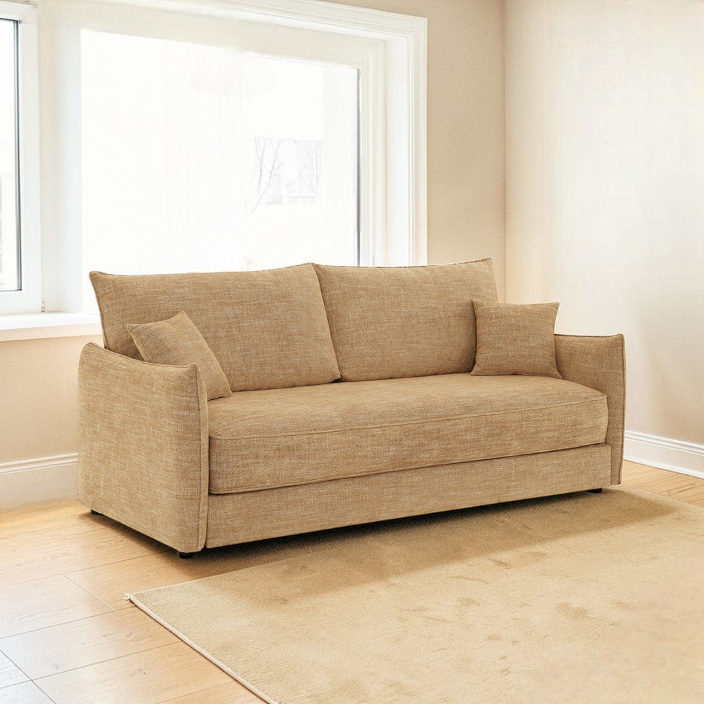 Mocha Sofa with Pocket Coil Support and 2 Pillows - Cadie