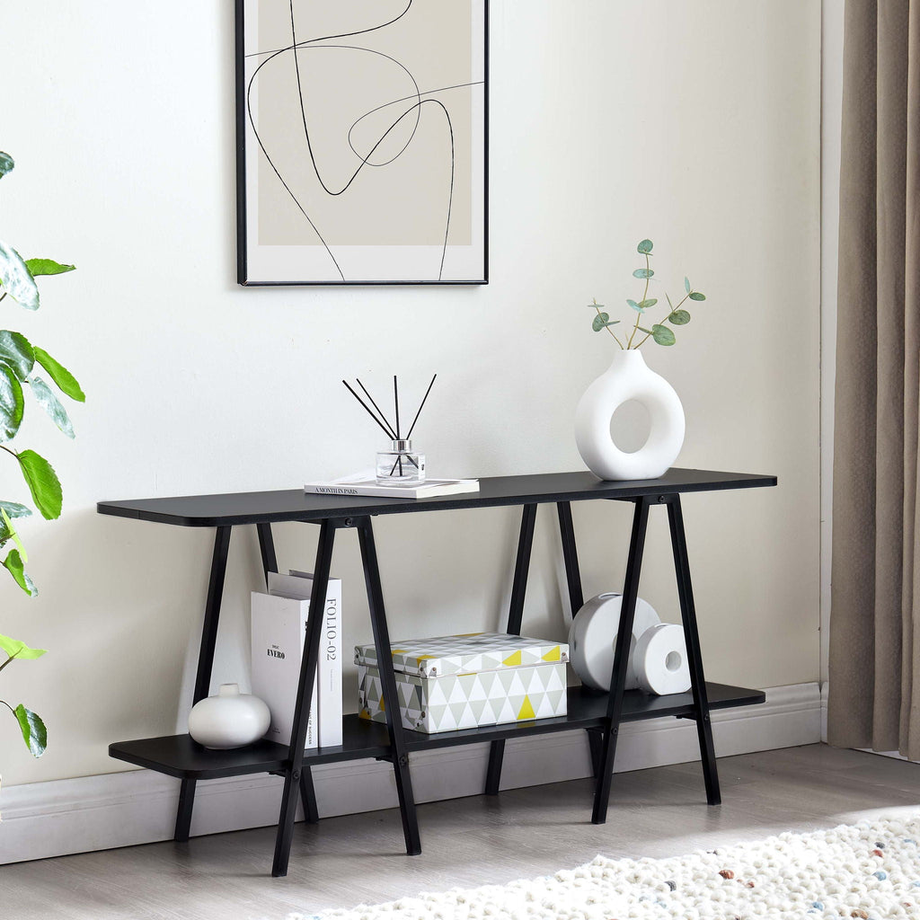 Modern Console Table with Carbon Steel Legs - Gray, White, Black