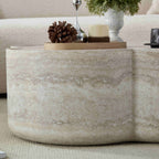 Marble Clover Round Coffee Table with Open Storage
