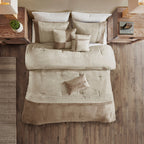 Tan Faux Suede Comforter Set with Lodge Style - California King