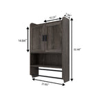 Bathroom Wall Cabinet with Adjustable Shelf, Towel Bar and Paper Holder - Grey