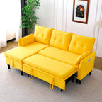 Reversible Chaise Sleeper Sectional Sofa with Storage - Cotton-Linen Upholstery