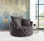 Velvet Swivel Accent Chair with Button Tufting - Dark Gray or Pink