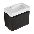 Modern Bathroom Vanity with Ceramic Basin and Storage Cabinet - Light Brown, Black, or White