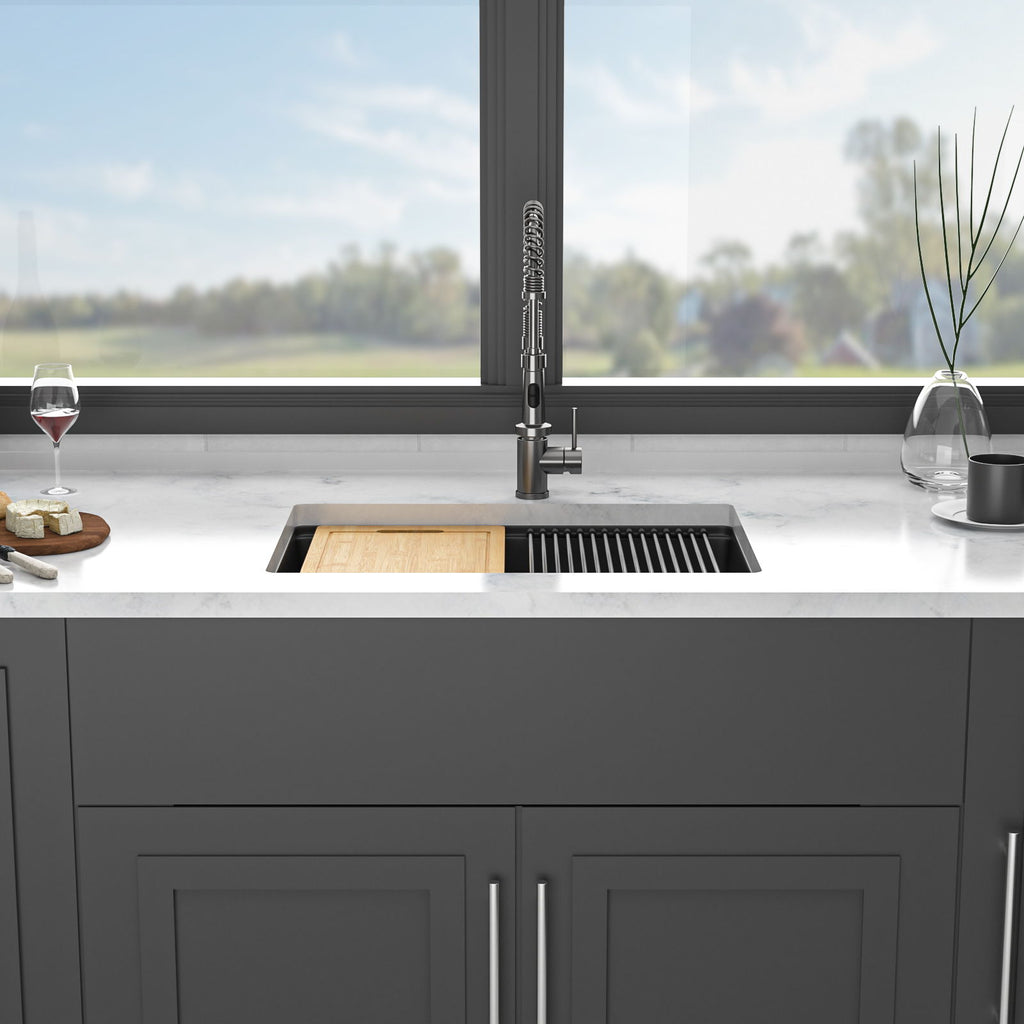 Granite Composite Workstation Undermount Kitchen Sink - Black or White