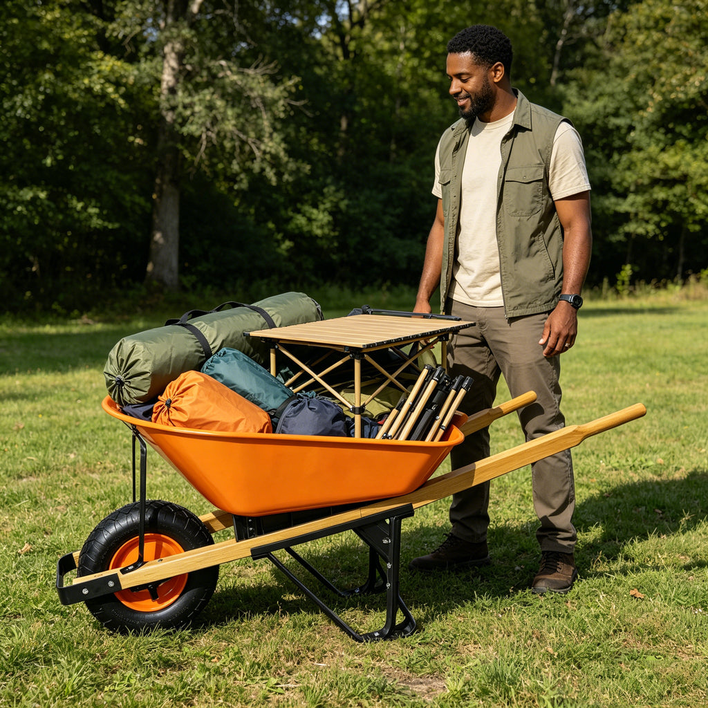 Steel Tray Wheel Barrow with Durable ABS+Steel Construction - Garden