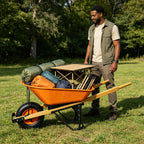 Steel Tray Wheel Barrow with Durable ABS+Steel Construction - Garden