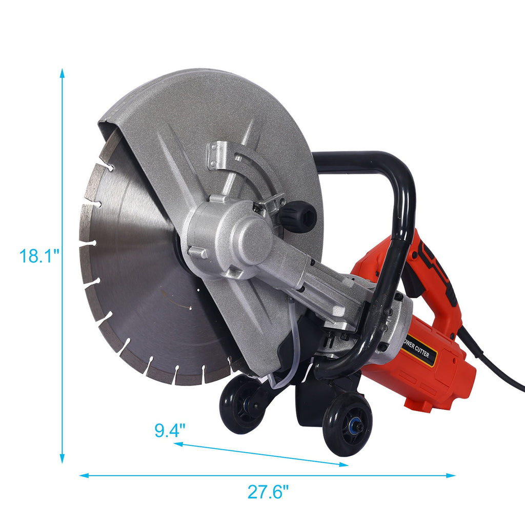 14" Electric Cut Off Saw with Water Line Attachment - Black / Silver