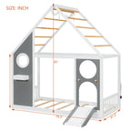 Twin House Bed with Slide and Ball Light Strip - Gray