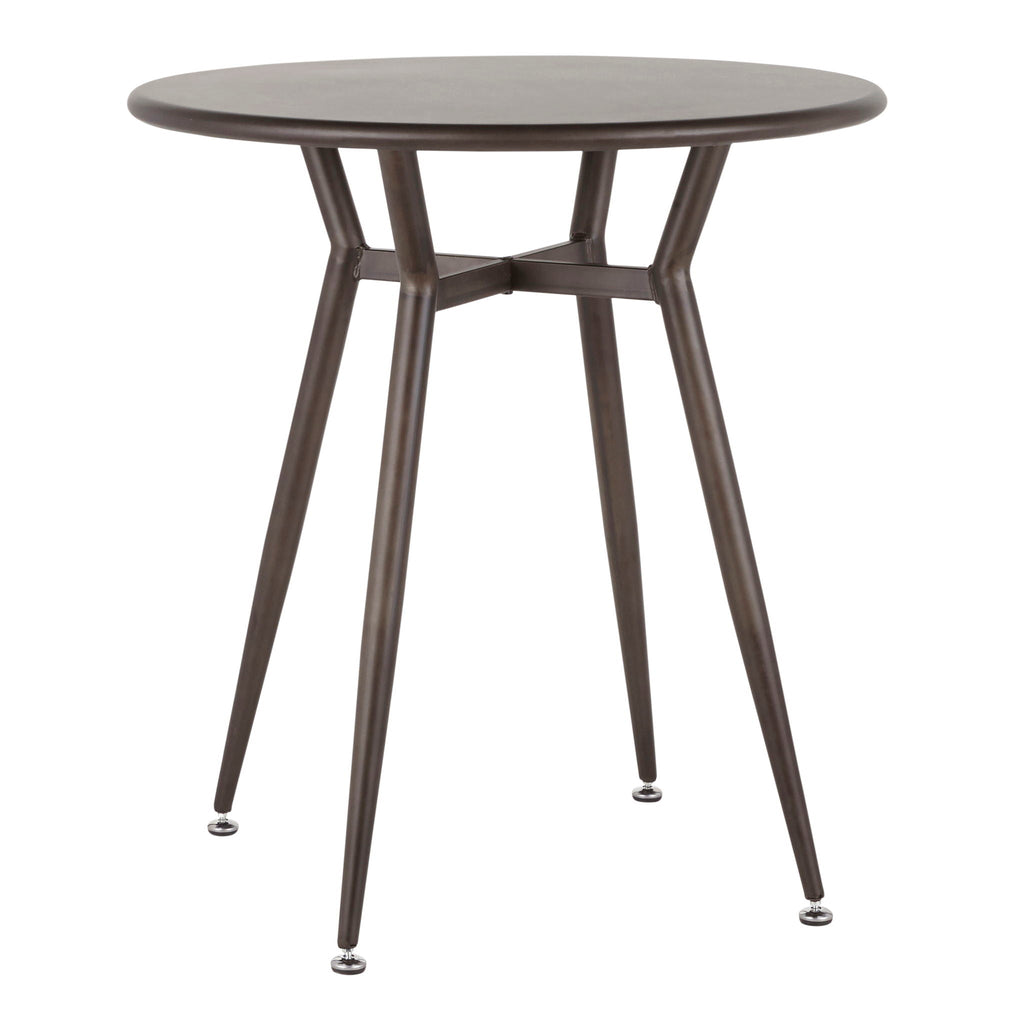 Industrial Round Dinette Table with Metal Legs - Antique