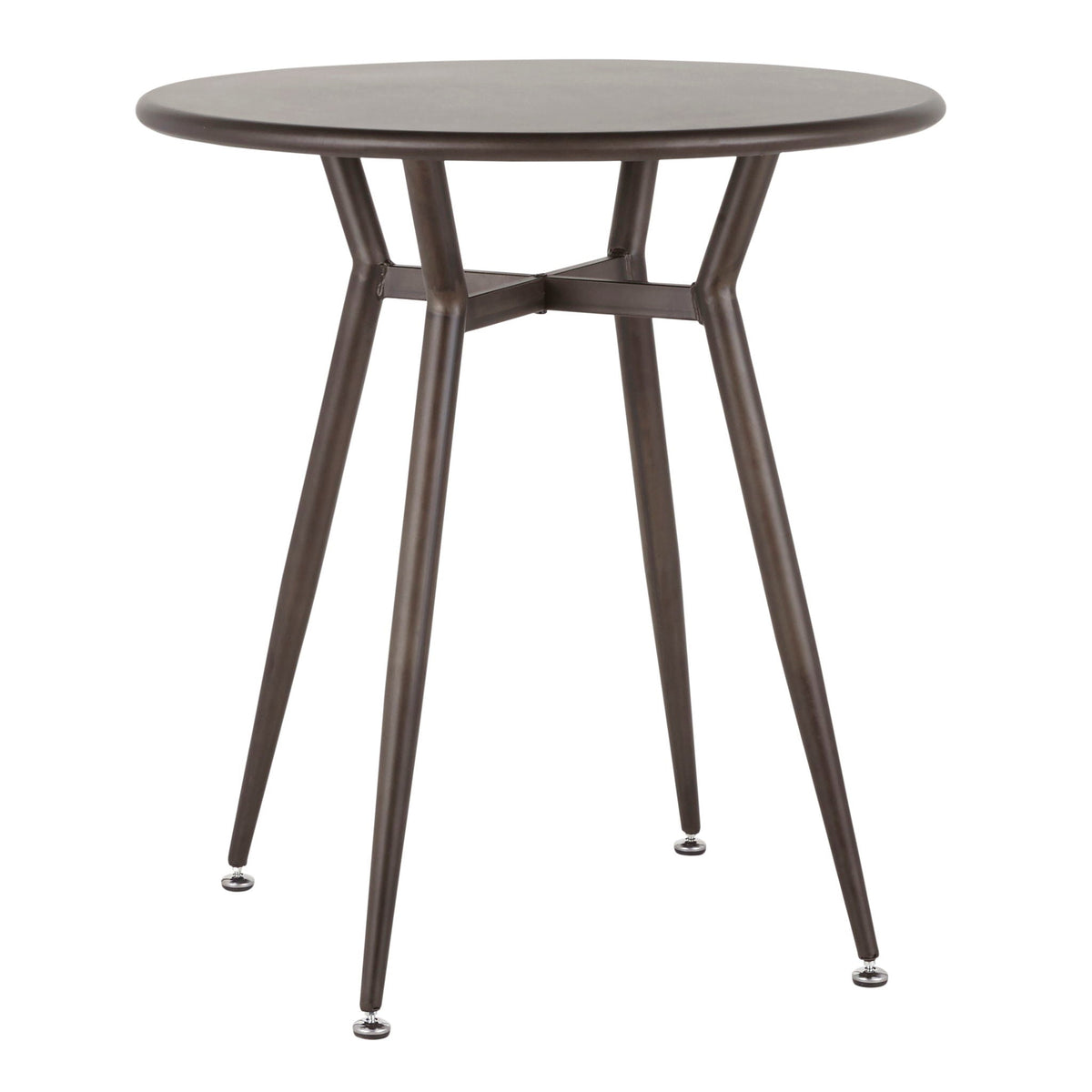 Industrial Round Dinette Table with Metal Legs - Antique
