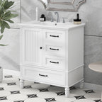 30" Bathroom Vanity with Sink and Soft-Close Drawers - White or Black