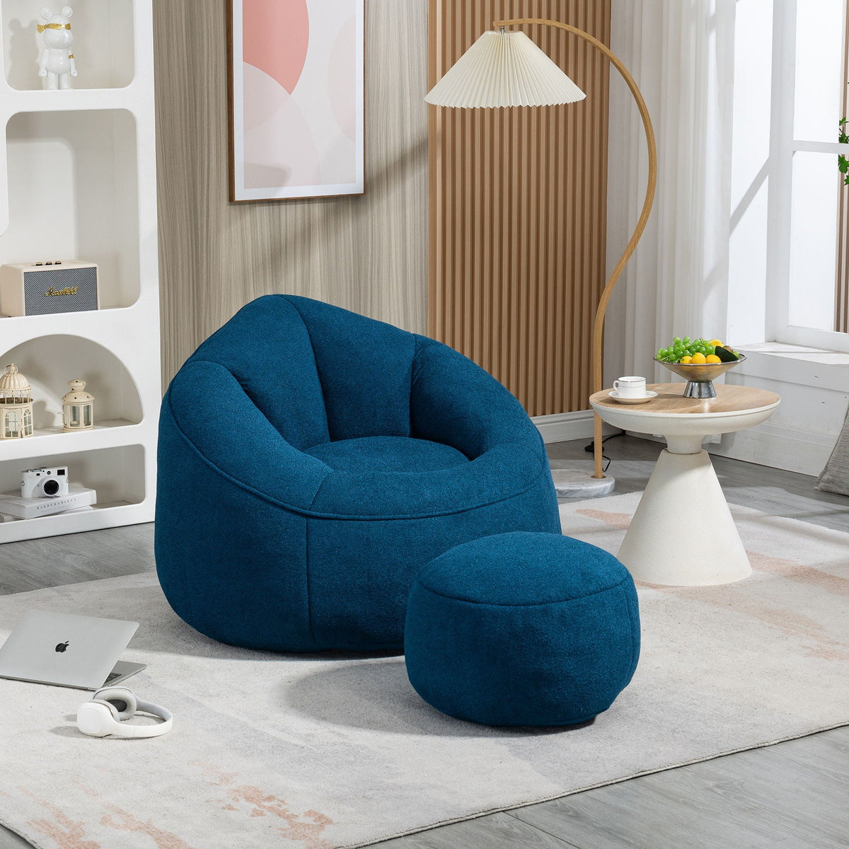 High Pressure Foam Bean Bag Sofa Chair with Footrest – Multiple Colors