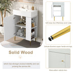 Bathroom Vanity with Single Ceramic Sink and Side Storage - Multiple Colors