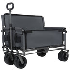 3-in-1 Convertible Folding Wagon Cart with Bench Seat & Storage - Gray
