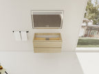 36" Wall-Mounted Bathroom Vanity Cabinet with Soft-Close Drawers - Natural Wood Grain