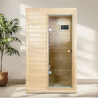 Canadian Hemlock Wood One Person Far Infrared Sauna with Bluetooth Audio - Natural