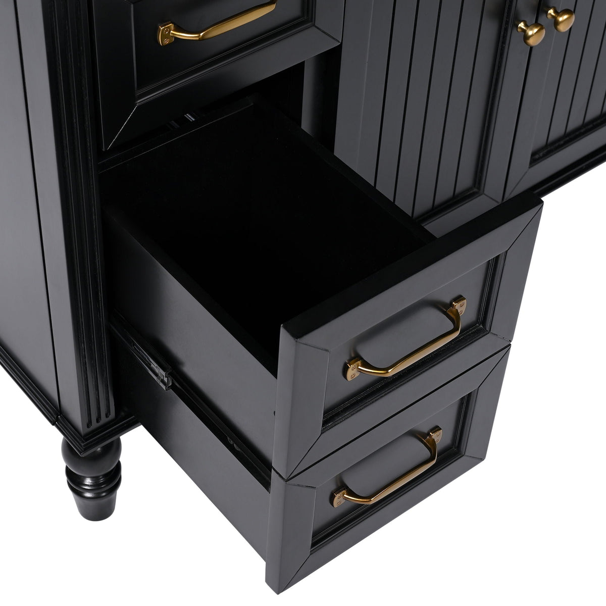 Bathroom Vanity With Sink and Drawers - Freestanding Solid Wood Cabinet