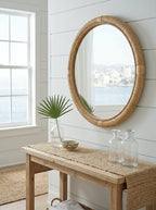 Woven Rattan Decorative Round Mirror