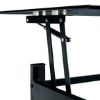 Glass Lift Top Coffee Table with Storage Shelf - Black
