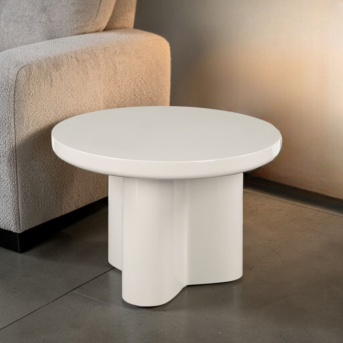 Light Gray End Table with High Gloss Finish - Joane