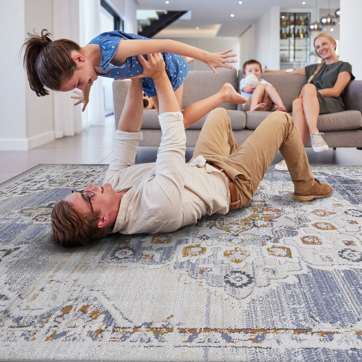 Payas Collection 5.3x7.6 Rug with Stain Resistance - Cream