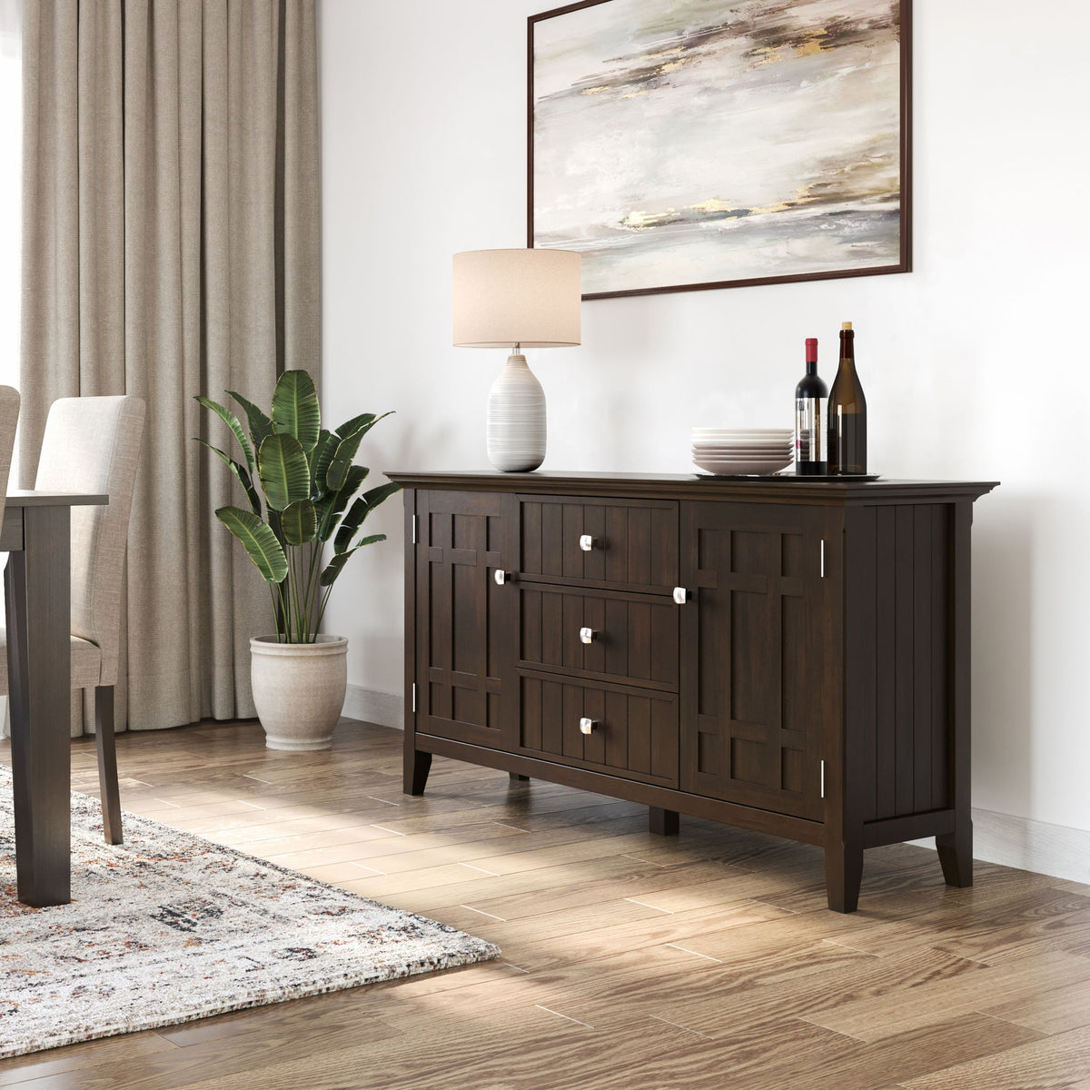 Bedford Sideboard Buffet with Ample Storage - Dark Tobacco Brown