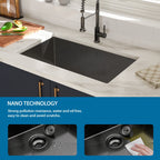 Black Undermount Kitchen Sink 16 Gauge Stainless Steel Single Bowl