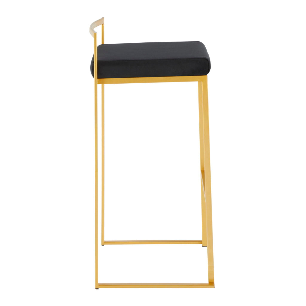 Contemporary Stackable Barstool Set with Upholstered Seat - Multiple Colors