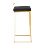 Contemporary Stackable Barstool Set with Upholstered Seat - Multiple Colors