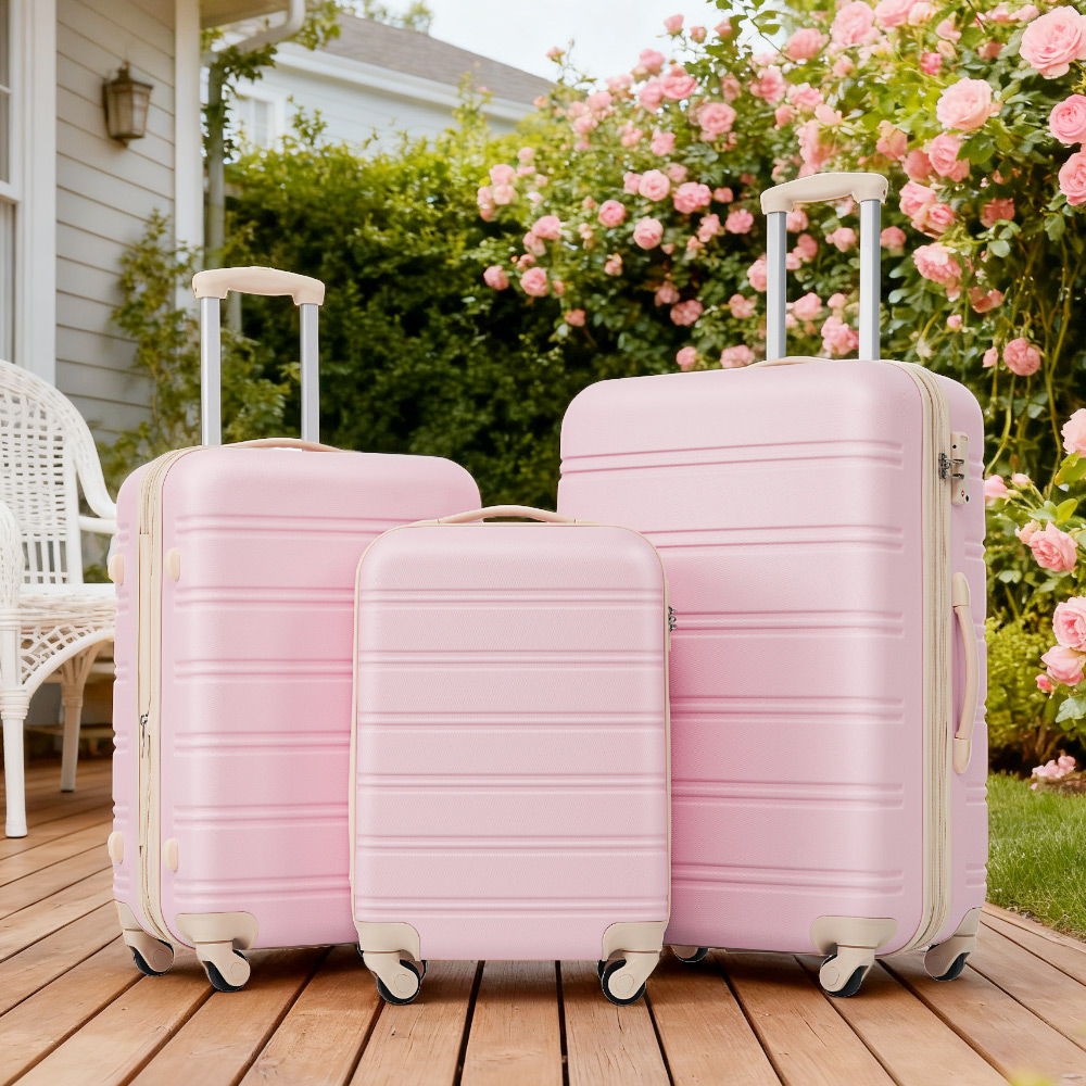 3 Piece Hardside Luggage Set with TSA Lock - Light Pink