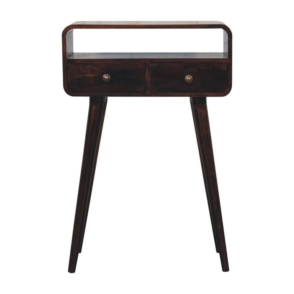 Solid Wood Mini California Console Table with Storage Drawers - Walnut