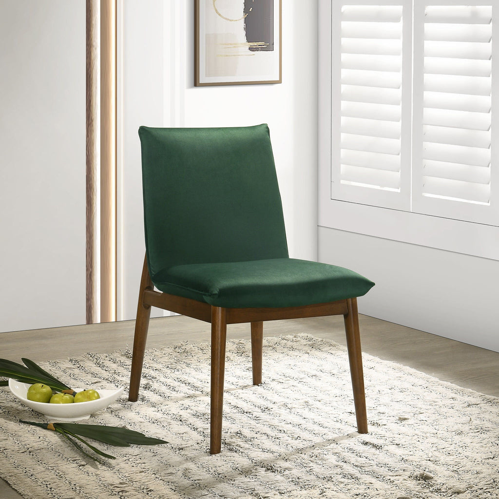 Monza Contemporary Dining Chair Set with Solid Wood Frame - Beige or Dark Green
