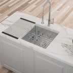 Modern Undermount Stainless Steel Kitchen Sink 16 Gauge, Deep Single Bowl - Gray
