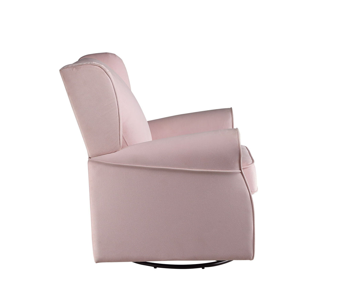 Pink Swivel Glider Chair with Nailhead Trim - Tamaki