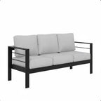All-Weather Patio Sofa with Plush Cushions - Black or White