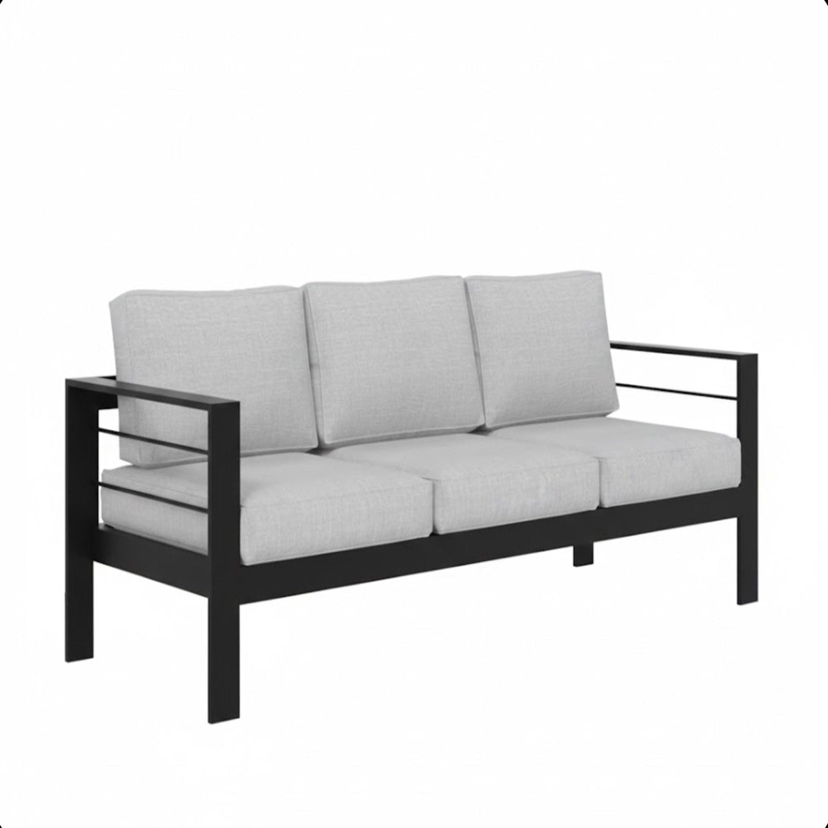 All-Weather Patio Sofa with Plush Cushions - Black or White