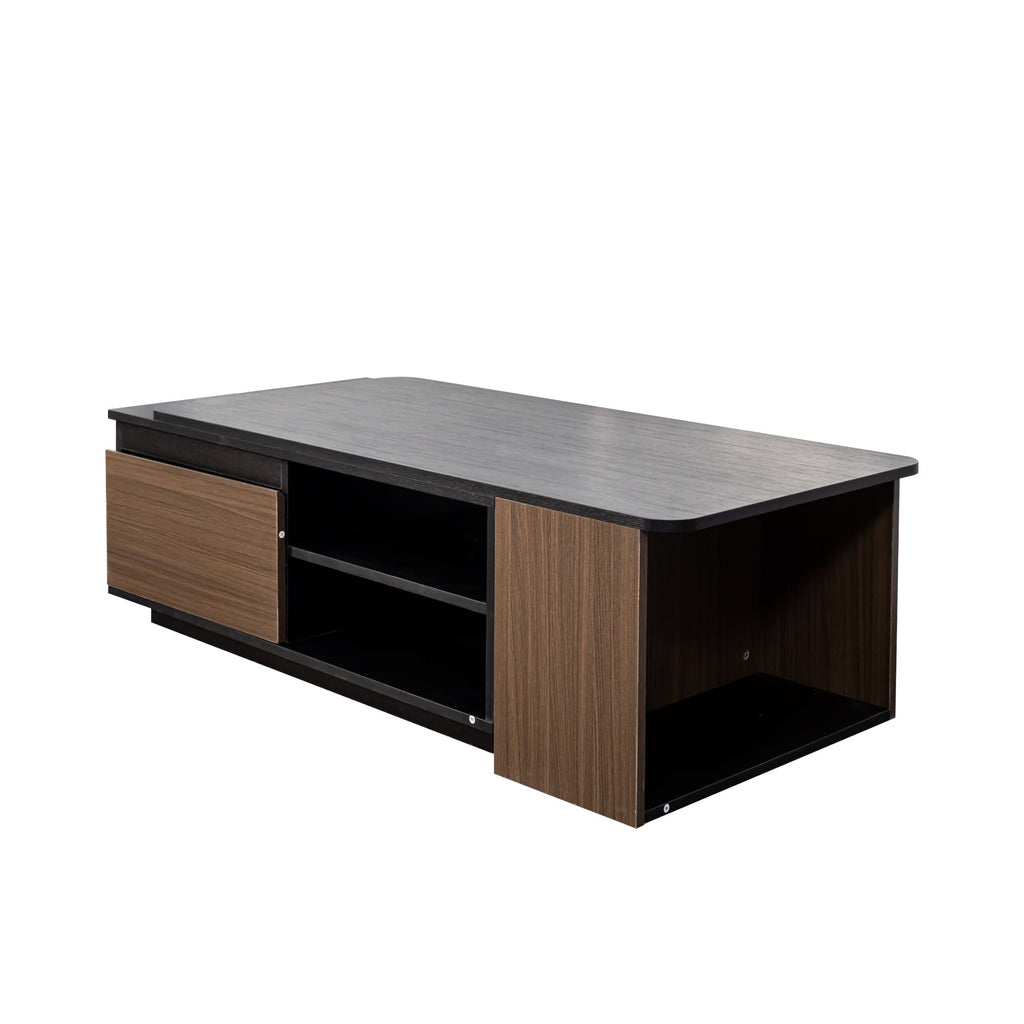Extendable Coffee Table with Storage Drawers - Melamine Finish