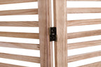 Light Brown Panel Folding Room Divider with Metal Hinges - Solid Wood