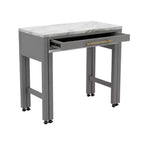 Light Gray Faux Marble Dining Table with Storage Drawer - Light Gray