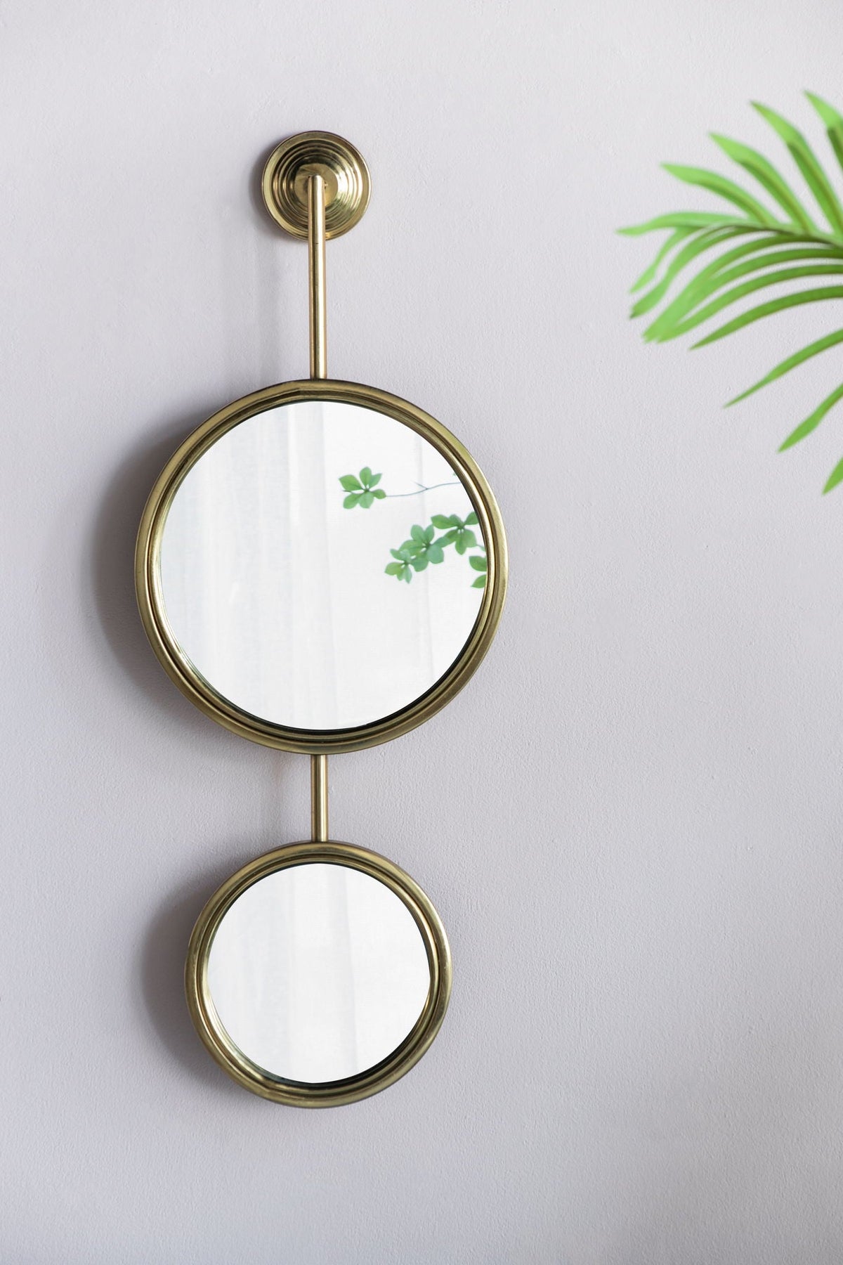 2 Circle Mirrors For Wall Decor in Gold