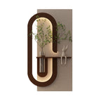 Adjustable LED Sandstone Wall Decor with 3D Art, Glass Vase & Rabbit Statue - Light Coffee