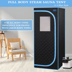 Full Size Portable Steam Sauna Tent with Stainless Steel Frame - Black