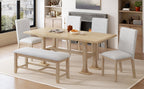 Farmhouse Extendable Dining Table Set with Removable Leaf - Natural Light