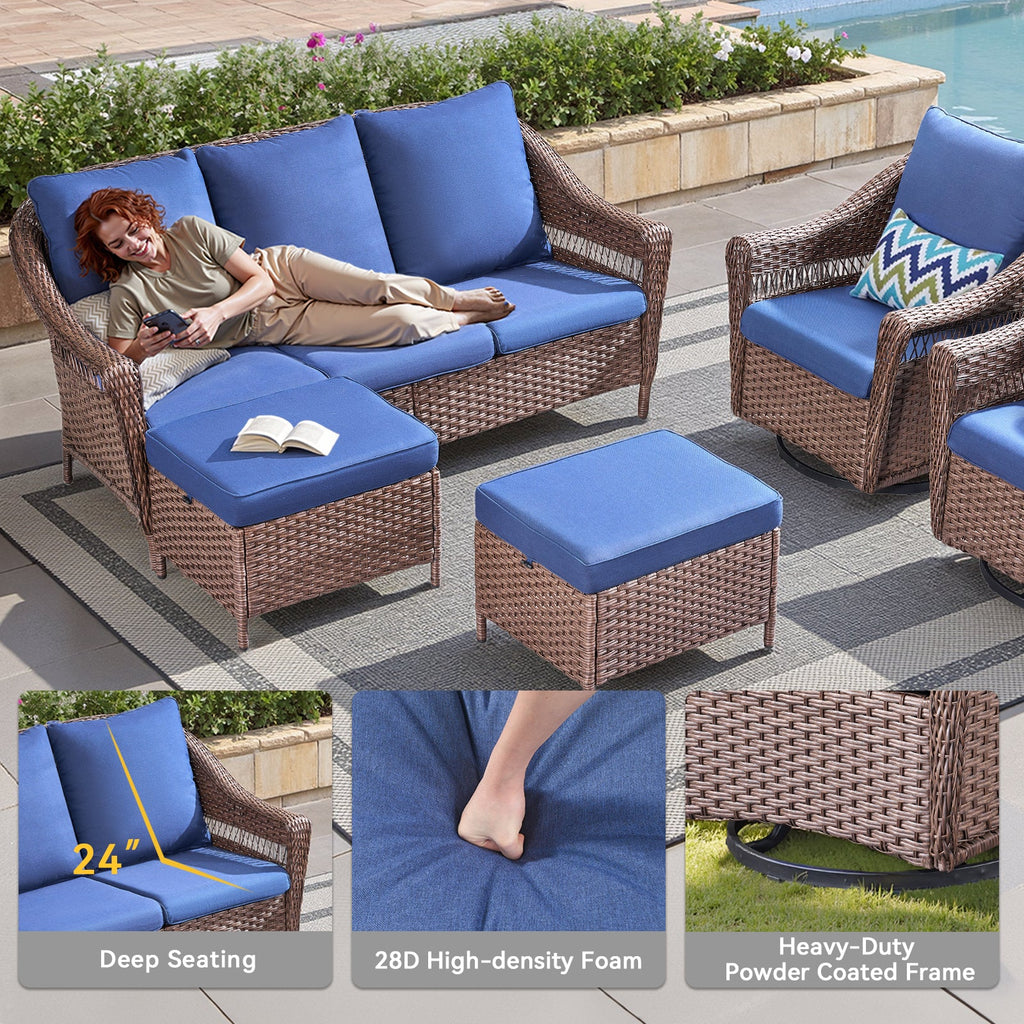 67.3" Outdoor Wicker Patio Sofa with Durable PE Wicker - Brown