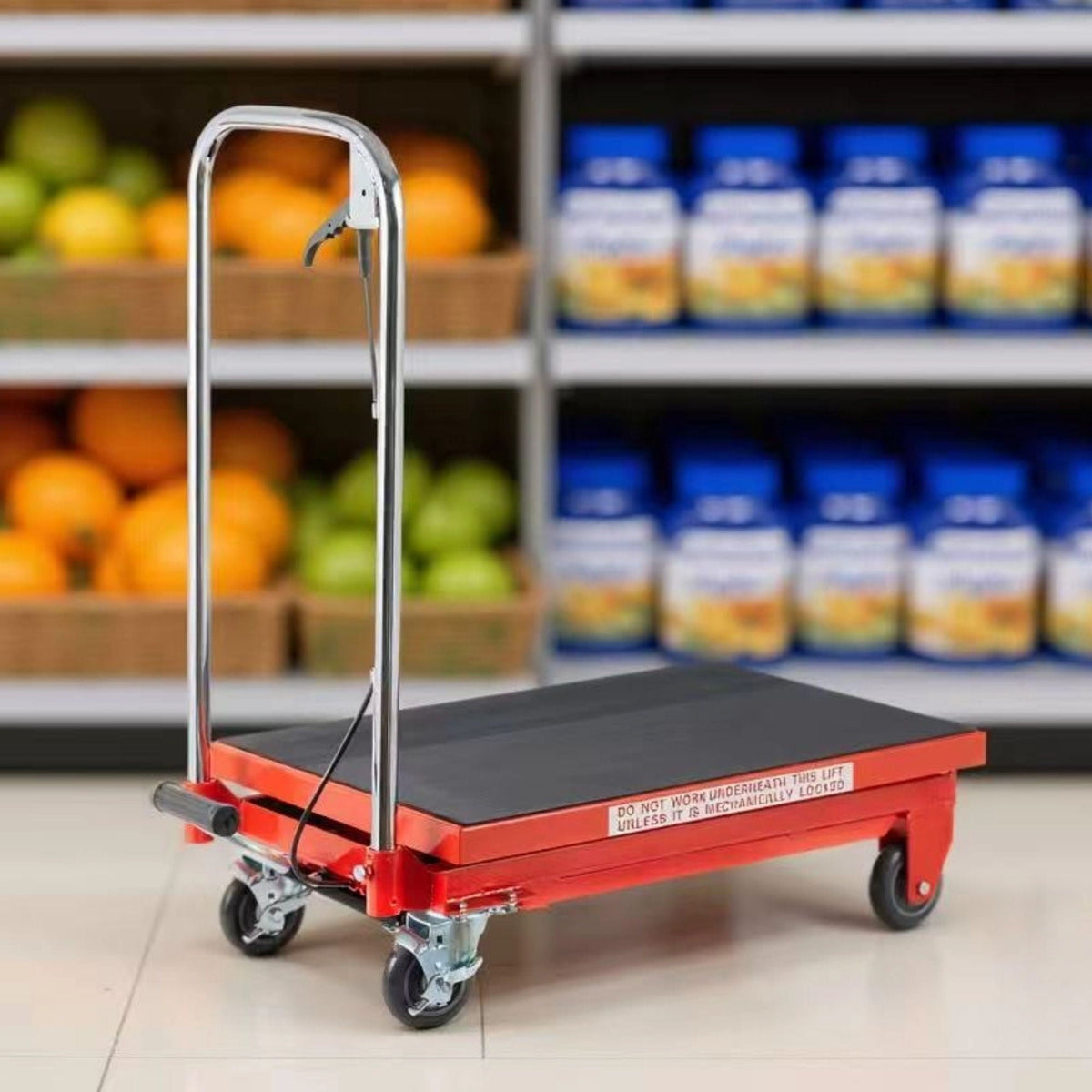Hydraulic Lift Table Cart with 500 Lbs Load Capacity - Red / Black