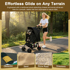Foldable Pet Stroller with Mesh Panels and Storage Basket - Black, Pink, or Blue